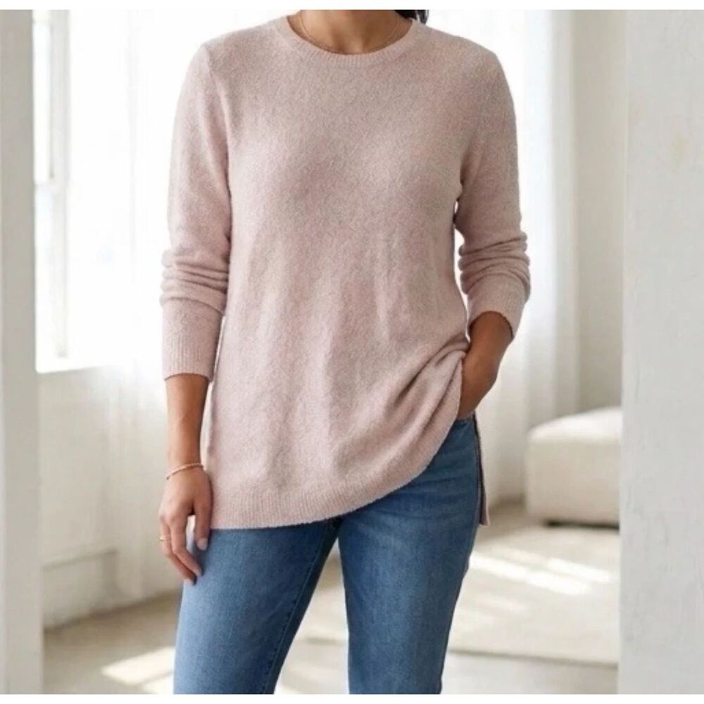 J. Jill Sweater Large Pink Terry Knit Crew Neck Pullover Long Sleeve Soft Comfy